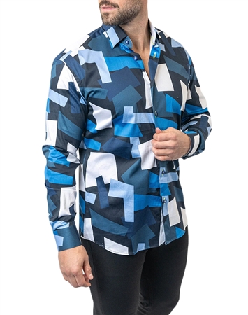 Maceoo Shirt Fibonacci BlocksRetro 42 Blue