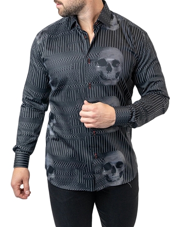 Maceoo Shirt Fibonacci SkullGost Black