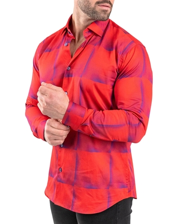 Maceoo Shirt Fibonacci Bluetiles Red