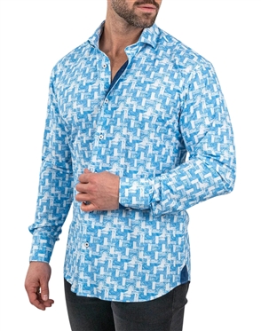 Maceoo Shirt Einstein Stretchwoodwaves Blue