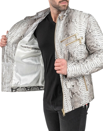 Maceoo Leather Jacket Pythonmamba White