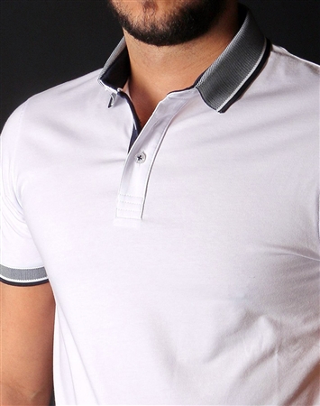 Men's Luxury Sport Polo - White Short Sleeve Polo