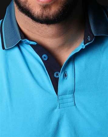 Men's Luxury Sport Polo - Turquoise Short Sleeve Polo