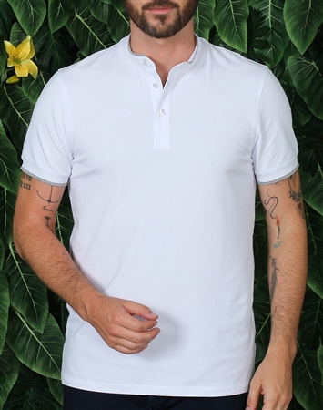 Modern Unique White Henley Shirt