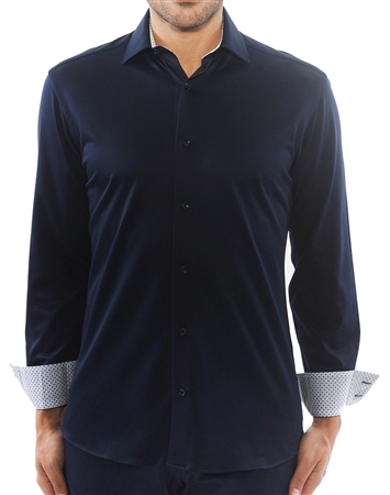 Luxury Navy Knit Shirt