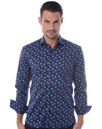 Luxury Navy Blue Dot Sport Shirt