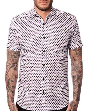 White Lavender Purple Dot Dress Shirt