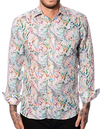 Designer White Pink Dress Shirt