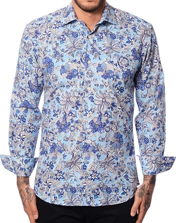 Unique Dress Shirt - Light Blue Floral