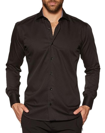 Dress Shirt: black Long Sleeve Dress Shirt
