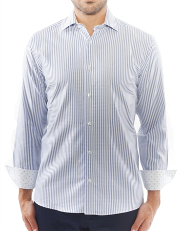 White Blue Stripe Dress Shirt