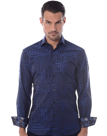 Unique Navy Check Dress Shirt