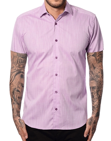 Purple Short Sleeve Linen Shirt