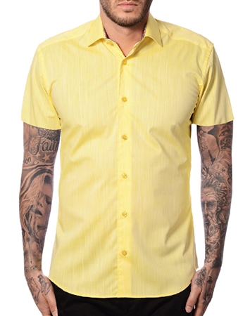 Yellow Short Sleeve Linen Shirt