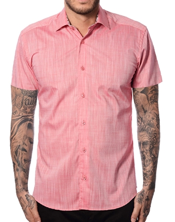 Pink Linen Short Sleeve Shirt