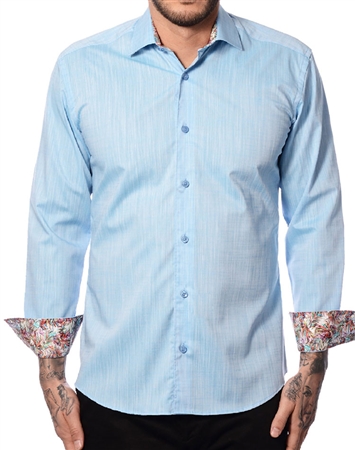 Aqua Linen Dress Shirt