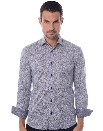 White Navy Liberty Print Dress Shirt