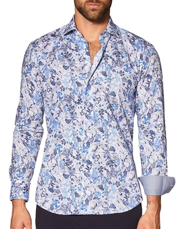 Dress Shirt: blueabstract Long Sleeve Dress Shirt