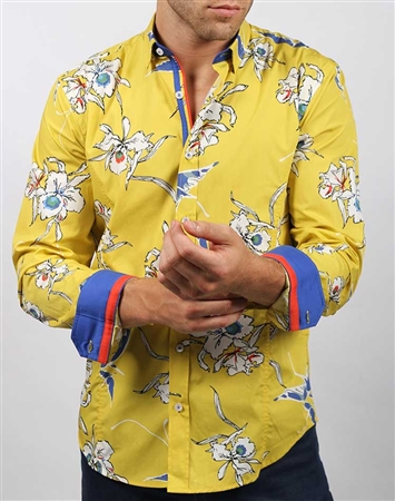 Yellow Floral Luxury Sport Shirt