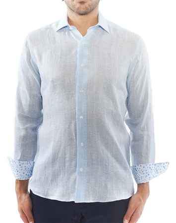 Light Blue Weave Print Dress Shirt