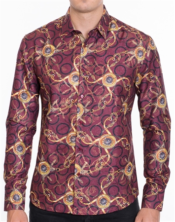 Modern Baroque Print Luxury Shirt - Multicolored Designer Dress Shirt