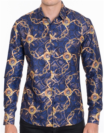 Modern Baroque Print Luxury Shirt - Multicolored Designer Dress Shirt