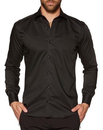 Dress Shirt: black Long Sleeve Dress Shirt