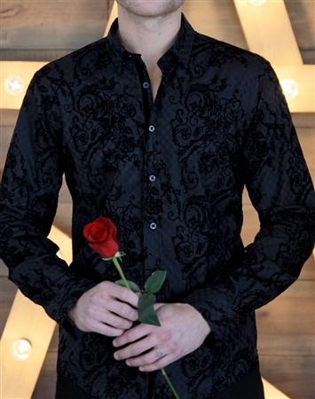 Black Floral Check Dress shirt