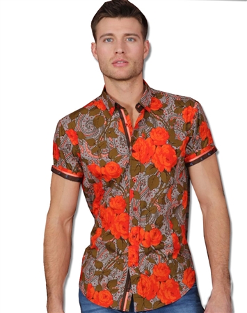 Orange Floral Button down