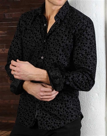 Black Jacquard Check Dress Shirt