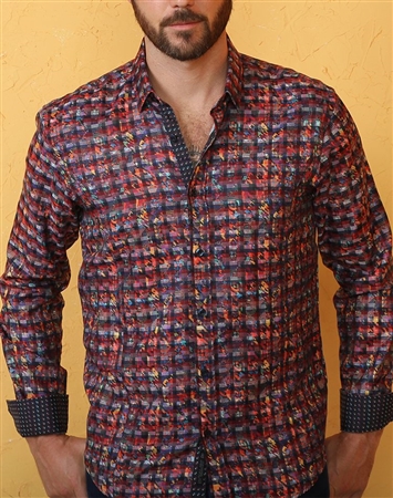 Multicolor Houndstooth Print Dress Shirt