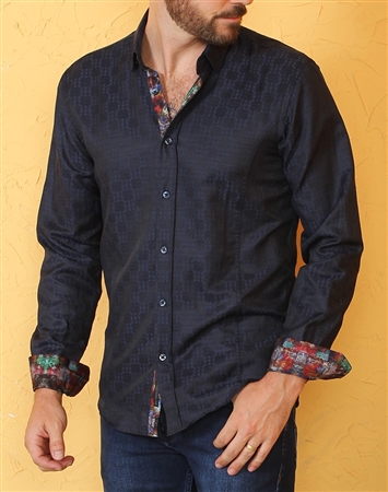 Navy Check Button Down