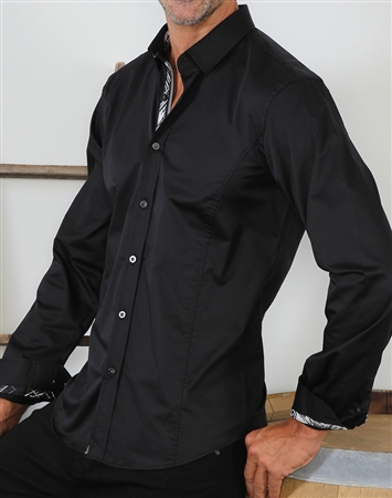 Stretch Fit Black Luxury Dress Shirt