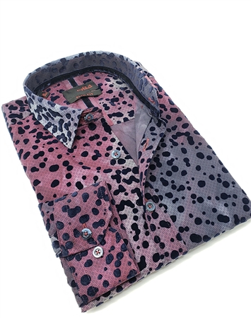 Fashionable Burgundy and Navy Shirt with Navy Dot