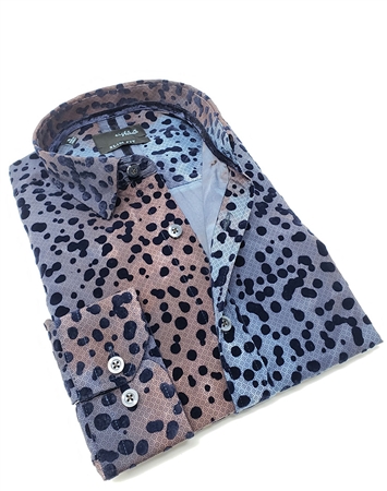 Fashionable Gray Navy Shirt with Navy Dot