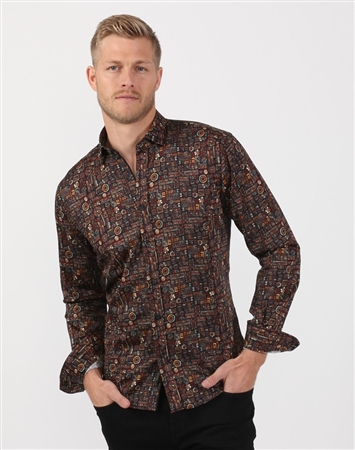 Black Mosaic Men’s Designer Dress Shirt