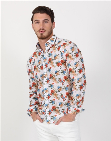 White Rose Multicolored Men’s Designer Shirt