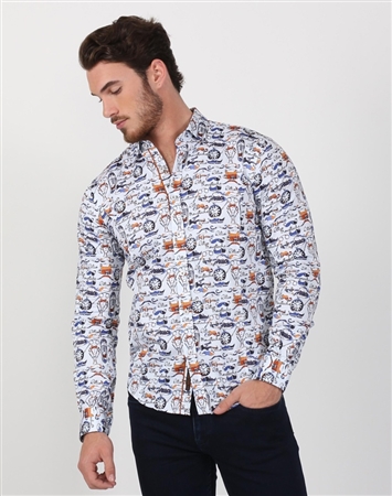 Moustache Multi Men’s Luxury Dress Shirt