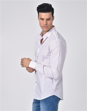 Luxury Sport Shirt - White Red Dot Shirt