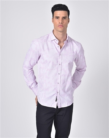 Austere Luxury Pink Geo-Shapes Print Jacquard Shirt