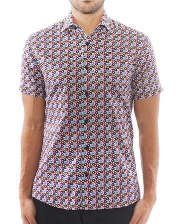 Multicolored Circle Print Dress Shirt