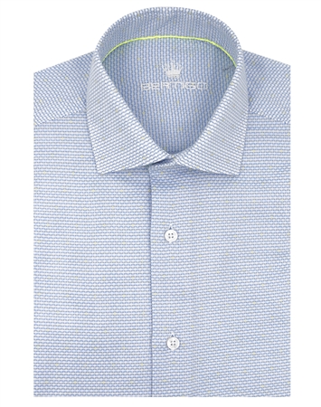 Luxury Cotton Short Sleeve Dress Shirt in Blue