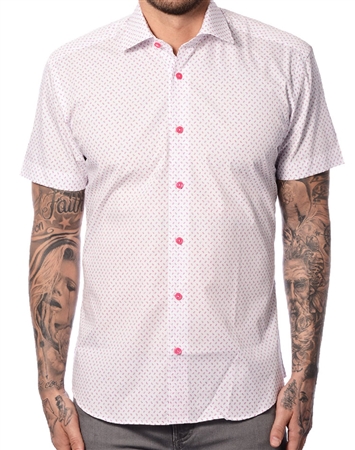 White Pink Floral Short Sleeve Shirt