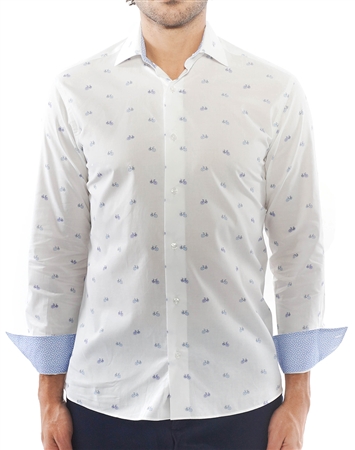 White Bicycle Print Dress Shirt