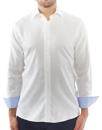 Luxury White Jacquard Dress Shirt