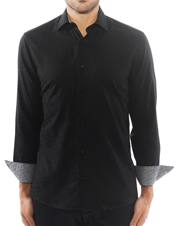 Luxury Black Jacquard Dress Shirt