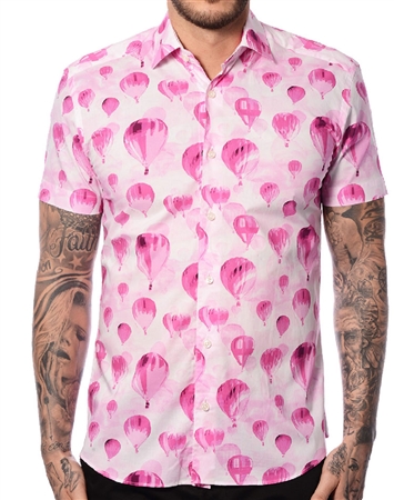 Pink Air Balloons Short Sleeve Dress Shirt