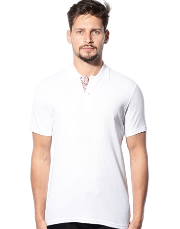 Men Designer Polo - White two button fashion polo