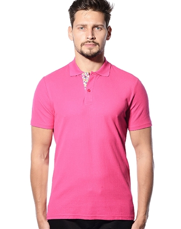 Designer Polo Shirt- Pink Short Sleeve Designer Polo