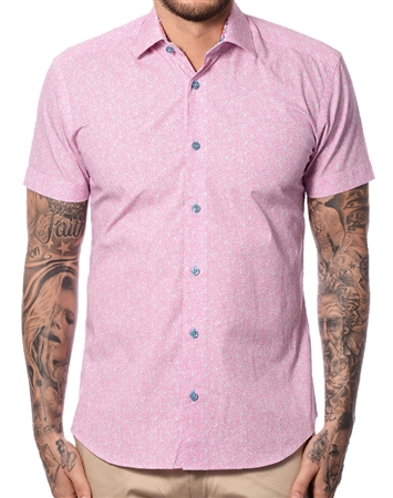 Pink blue short Sleeve Button Down